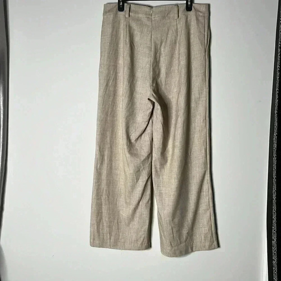 Esmaee Tan Wide Leg Pull On Pants Trousers Size L - Picture 2 of 5